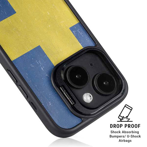 Sweden Flag Distressed iPhone 15 Kickstand Case